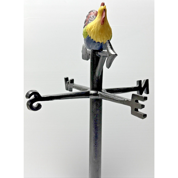 Vintage Susan Winget Cast Iron Rooster Weathervane Tabletop Farmhouse Chic - Picture 5 of 13